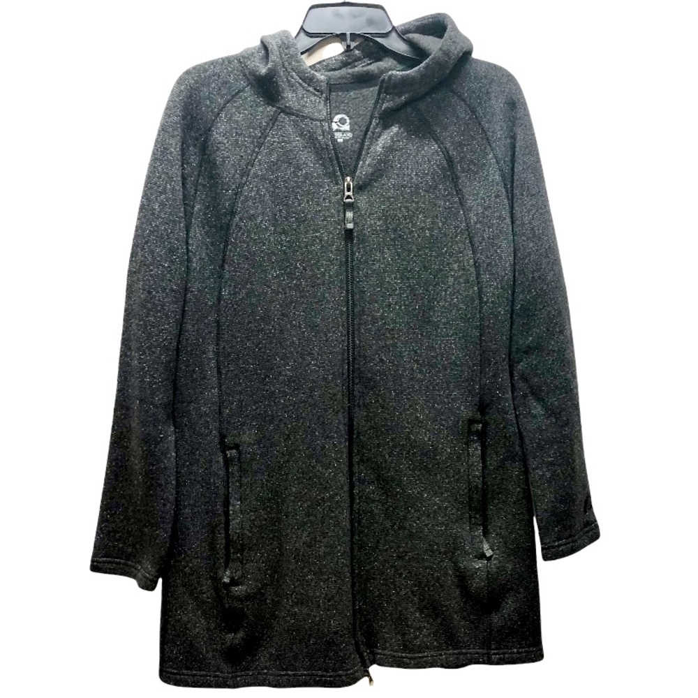 Overland by Anthropologie Gray Marled Hooded Zip-Up Wool Blend Jacket, Size Lg